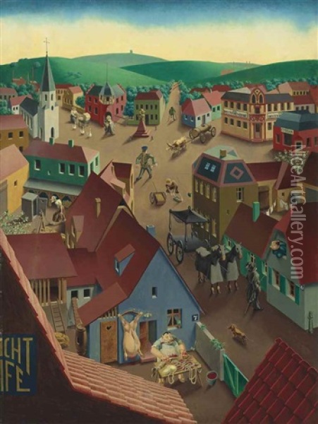 Badische Kleinstadt Bei Tage Oil Painting - Georg Scholz