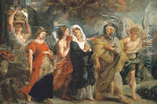After The Flight of Lot, Rubens Oil Painting - Peter Paul Rubens