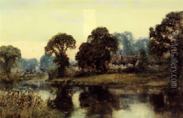 Abendliche Flusslandschaft Oil Painting - Henry John Yeend King
