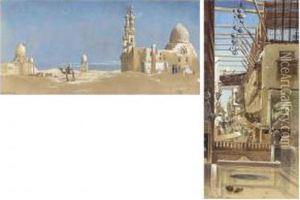 The Tombs Of The Cailiffs, Cairo Oil Painting - Charles Robertson