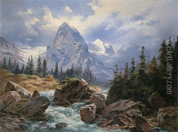 Im Bayerischen Hochgebirge Oil Painting - Friedrich Perlberg