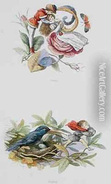 Flirting and Stealing Oil Painting - Richard Doyle