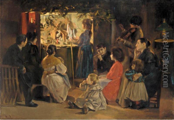 El Pesebre (the Nativity Scene) Oil Painting - Juan Brull Vinyoles