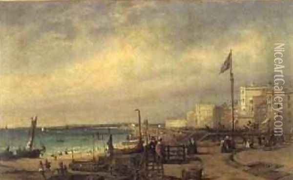 Brighton Promenade 1850 Oil Painting - Richard Henry Nibbs