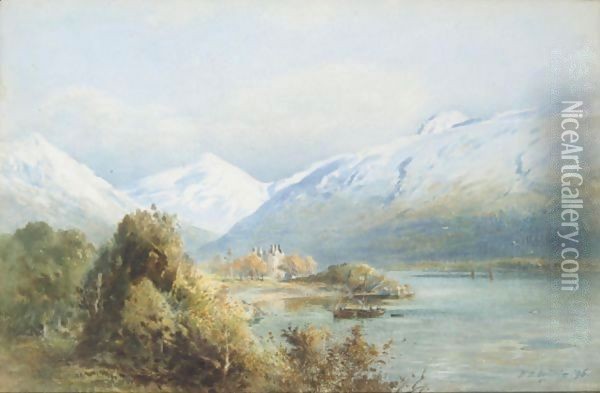 Scottish Loch With Castle In Winter Oil Painting - Frederick D. Ogilvie