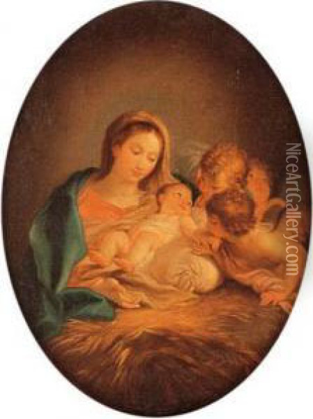 Virgen Con Nino Oil Painting - Francisco Preciado De La Vega