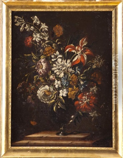 Flores En Un Jarron De Cristal Oil Painting - Gabriel de LaCorte