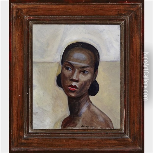 Head Of Black Model, #64 Oil Painting - Sergei Yur'Evich Sudeikin