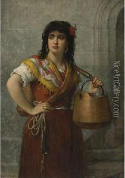 The Water Carrier Oil Painting - Jules Salles-Wagner