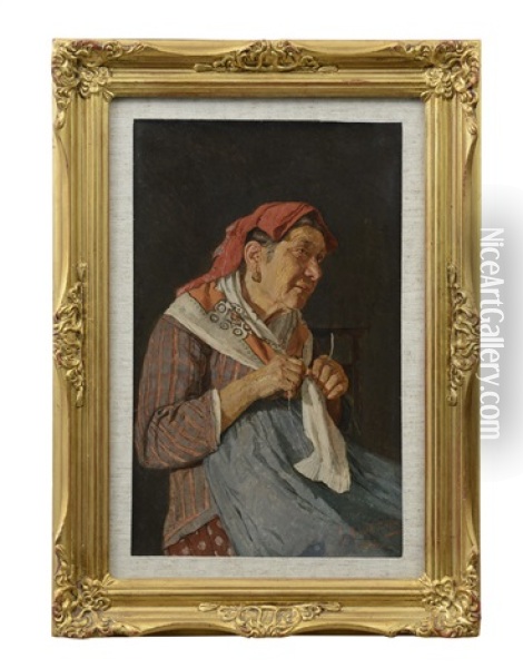 Ritratto Di Anziana Oil Painting - Giuseppe Costantini
