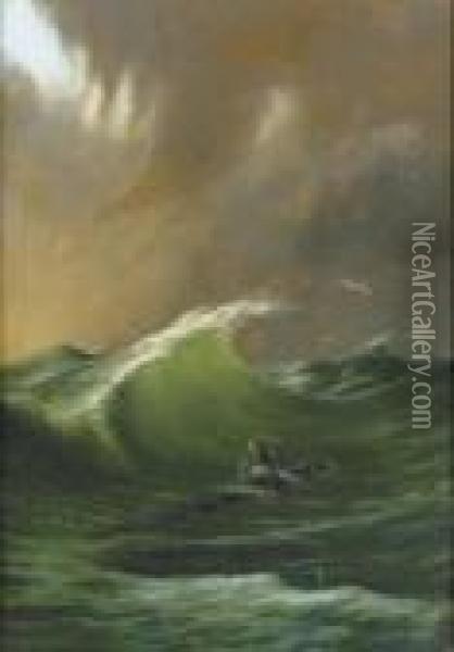 What Are The Wild Waves Saying? Oil Painting - William Preston Phelps