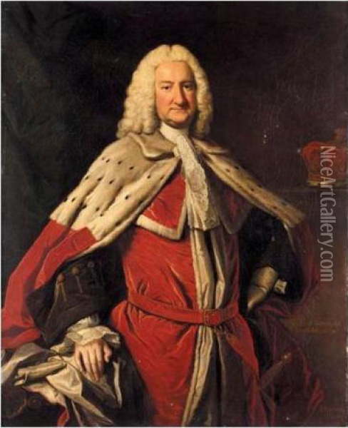 Portrait Of George Booth, 2nd Earl Of Warrington (1675-1758) Oil Painting - Thomas Hudson