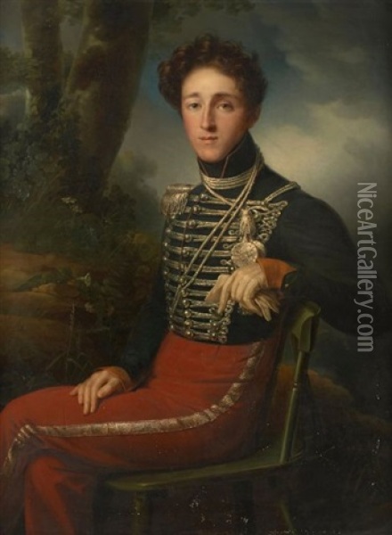 Portrait D'eugene Scipion De Chazelles (1801-1883) Oil Painting - Francois-Joseph Kinson