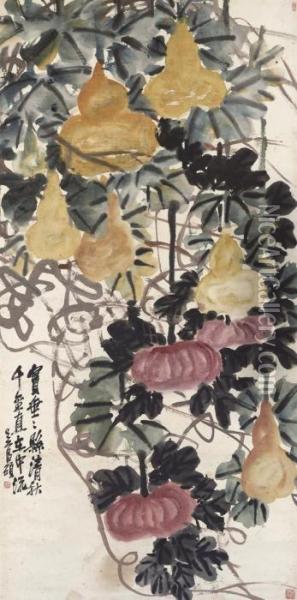 Gourds Oil Painting - Wu Changshuo