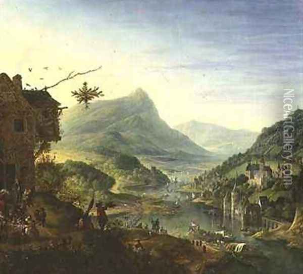 Panoramic view on the Rhine Oil Painting - Jan the Elder Griffier