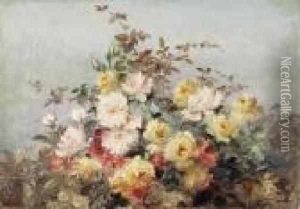 Bouquet Of Roses
Oil On Canvas Oil Painting - Thorvald Simeon Niss