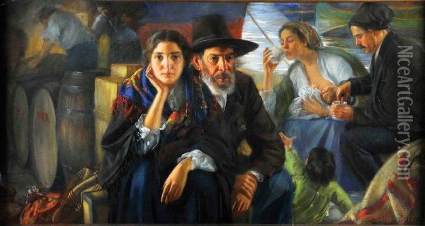 Os Emigrantes Oil Painting - Leopoldo Battistini