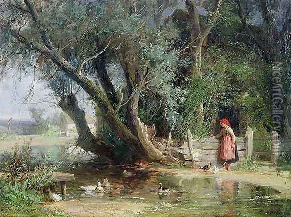 The Duck Pond Oil Painting - Eduard Heinel
