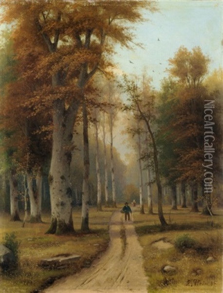 Pilzsammler Im Wald Oil Painting - Eduard Hein