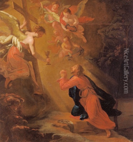 Christus Am Olberg Oil Painting - Johann Spillenberger