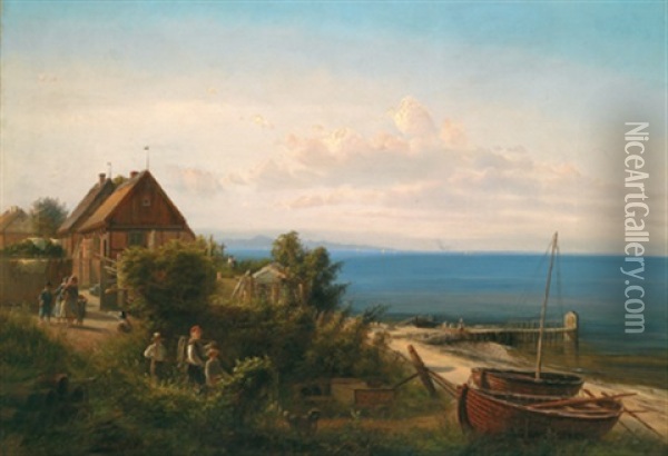 Strandpartie In Danemark Oil Painting - Ferdinand Richardt