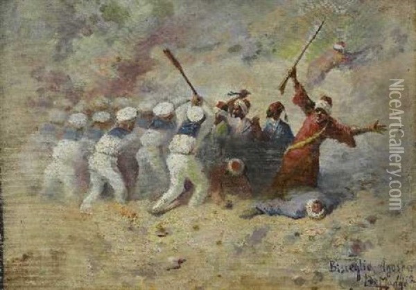 Matrosen Im Kampf Mit Nordafrikanern Oil Painting - Leonardo De Mango