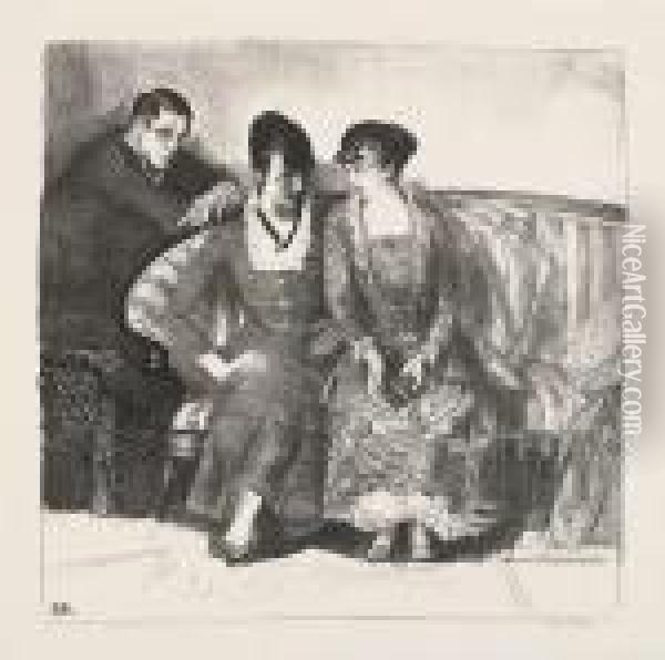 Emma, Elsie And Gene Oil Painting - George Wesley Bellows