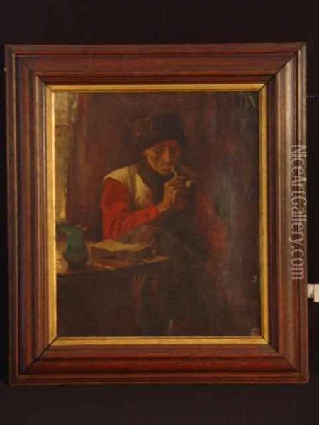 Pfeifenraucher In Der Stube Oil Painting - John Holl