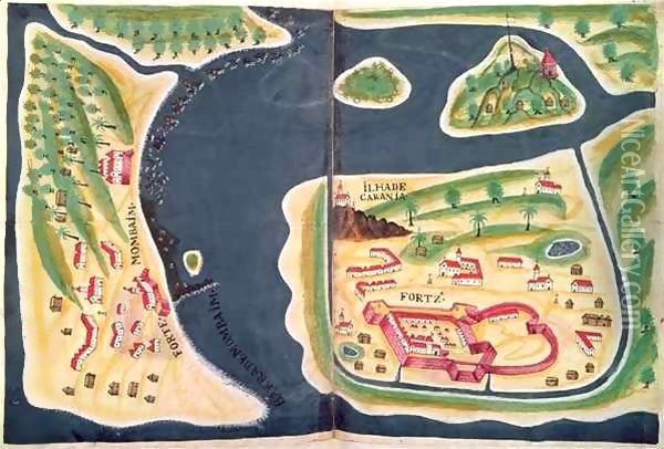 Sloane 197 f.225v-6 Portuguese exploration map of Mombassa Oil Painting - Pedro Barretto de Resende