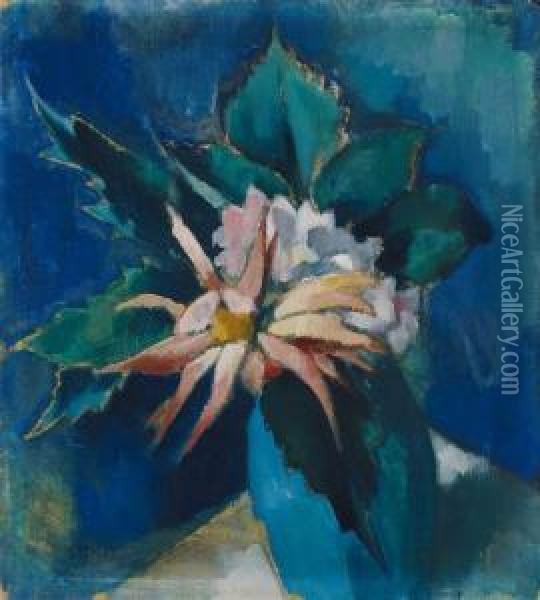 Blumen In Blauer Vase Oil Painting - Heinrich Nauen