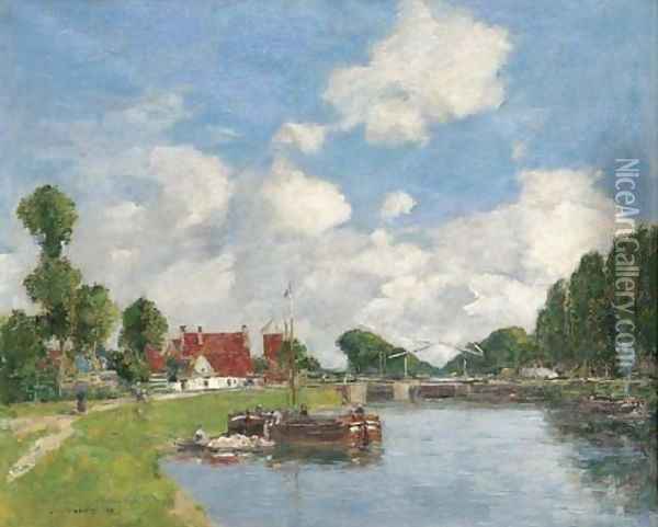 L'Ecluse à Saint-Valery sur Somme Oil Painting - Eugene Boudin