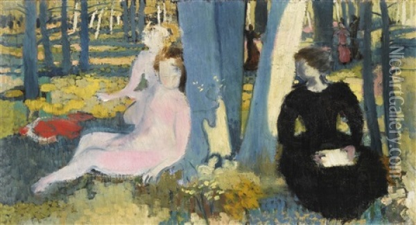 Femmes Assises En Foret Oil Painting - Maurice Denis