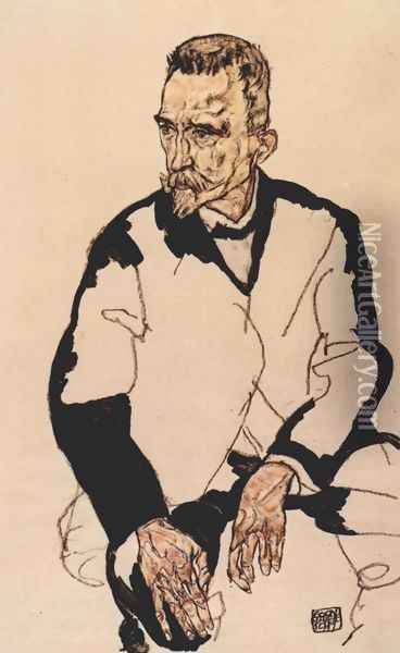 Portrait of Heinrich Benesch Oil Painting - Egon Schiele