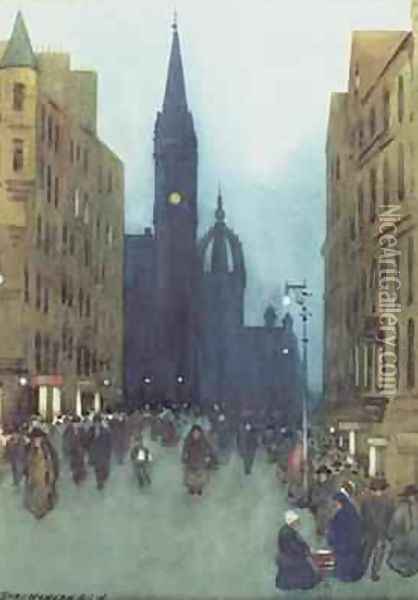 High Street Edinburgh Oil Painting - Hans Hansen