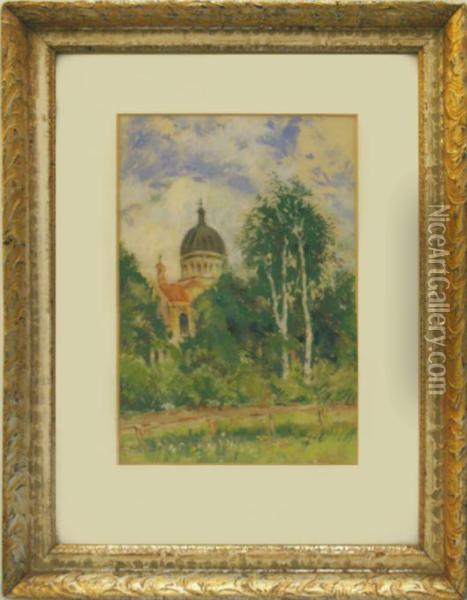 Kostel V Zeleni Oil Painting - Josef Jelinek