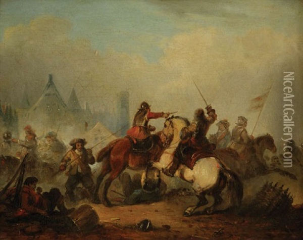 Bataille Oil Painting - Hendrik Jan Augustyn Leys