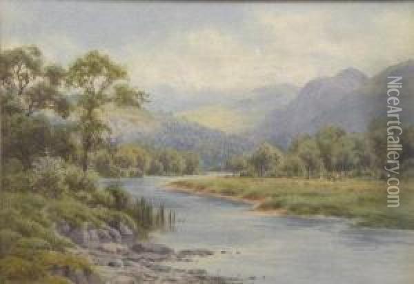 The River Lledr, North Wales Oil Painting - Edward Horace Thompson