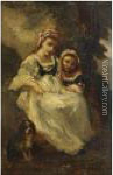 Les Deux Petites Bohemiennes Oil Painting - Narcisse-Virgile D Az De La Pena