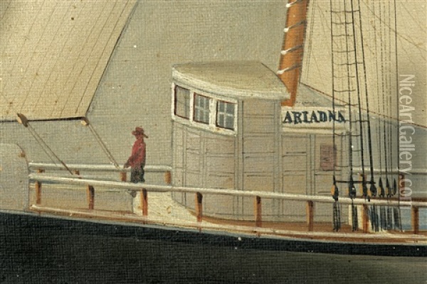 The Us Mail Ship Ariadne At Sea Oil Painting - Elisha Taylor Baker