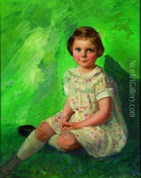 Child In White 
On A Label From Campanile Galleries Oil Painting - Pauline Lennards Palmer