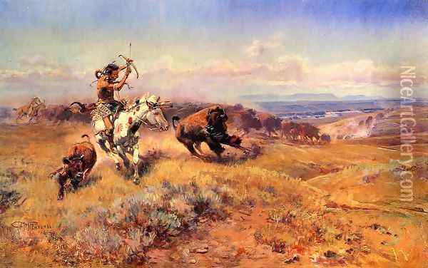 Horse of the Hunter (or Fresh Meat) Oil Painting - Charles Marion Russell