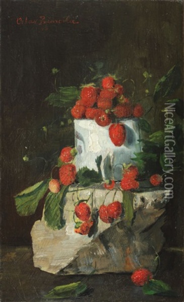 Strawberries Oil Painting - Octav Bancila