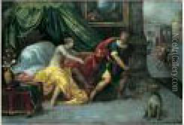 Joseph Et Le Femme De Putiphar Oil Painting - Karel Van Mander