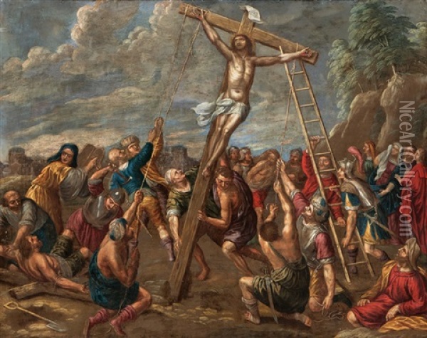 Erection Of The Cross Oil Painting - Peeter Sion