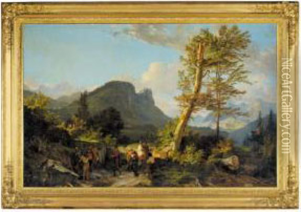 Der Abschied (the Parting) Oil Painting - Friedrich Nerly