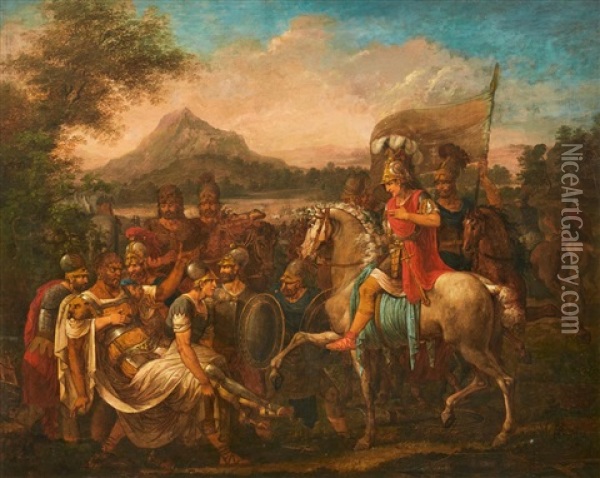 King Porus Brought Before Alexander The Great Oil Painting - Johann Heinrich Wilhelm Tischbein