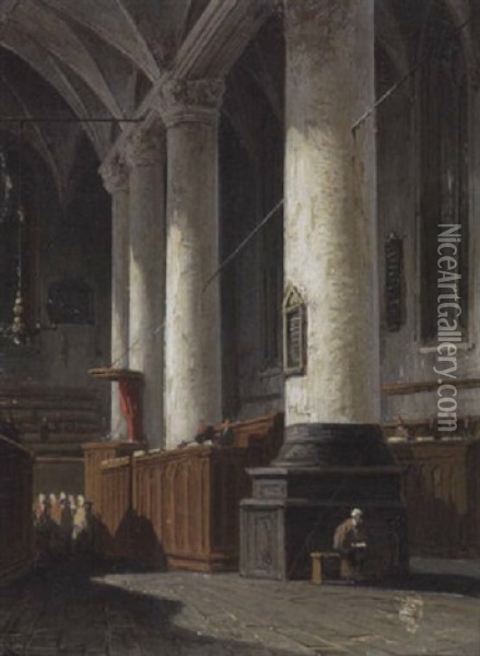 Inneres Einer Hollandischen Kirche Oil Painting - Issac Cornelis Elink Sterk