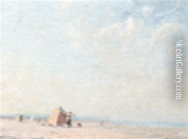 La Tente Su La Plage De Boulogne Oil Painting - Georges Ricard-Cordingley