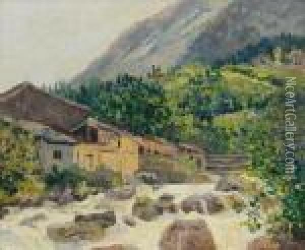 Le Village Au Bord Du Torrent, Bozel Oil Painting - Maxime Maufra