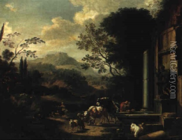 Landschaft In Den Sabinerbergen Oil Painting - Johann Heinrich Roos